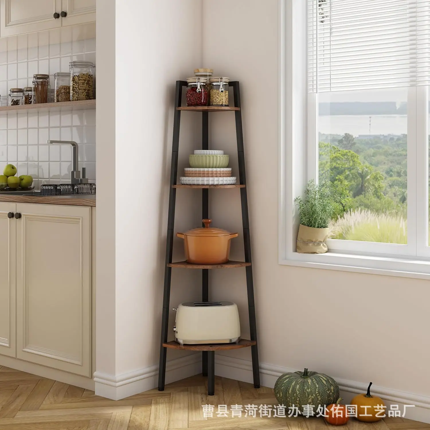Floor-to-ceiling flower arrangement Iron wooden space-saving corner frame Bathroom Bedroom storage Corner fram