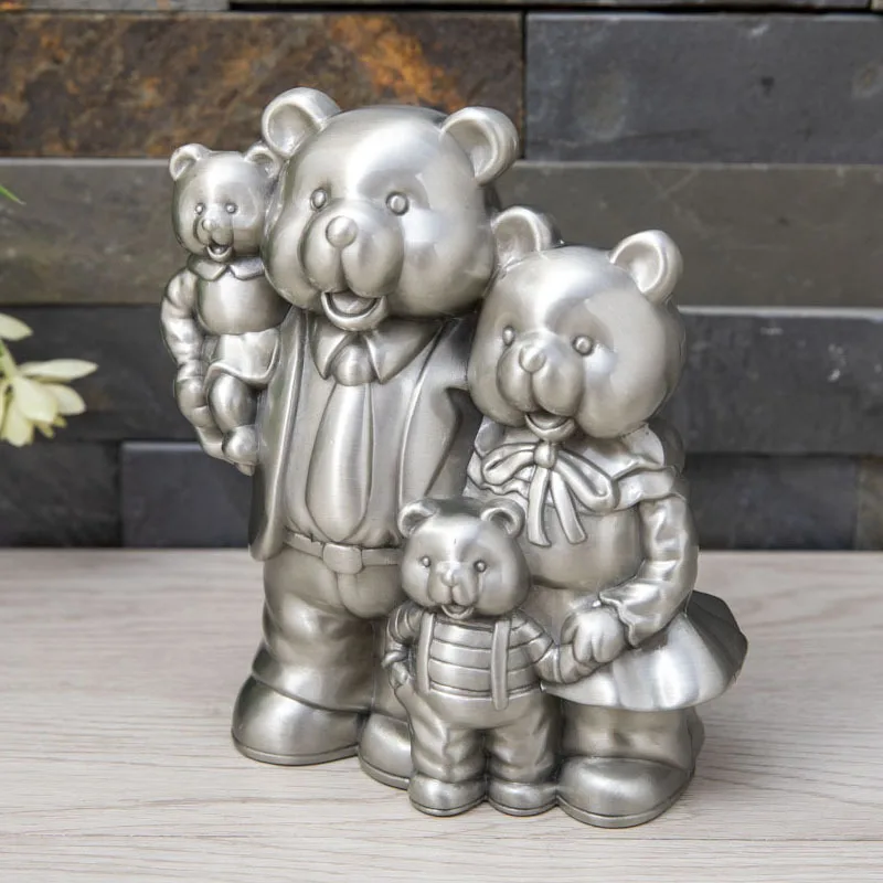 

Bear Family Metal Material Piggy Bank Kid's Money Saving Organizer Coin box For kid's gifts PB042