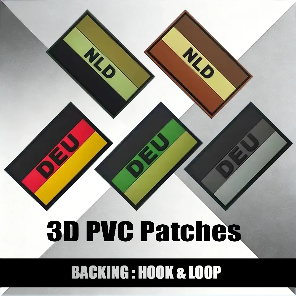 

3D-нашивки из ПВХ с флагами Нидерландов и Германии на липучке для армейских, военно-морских и морских сил