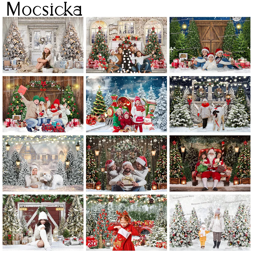 

Christmas Photography Backdrop Studio Winter Portrait Birthday Background Snow Fireplace Xmas Trees Santa Claus Gifts Photocall