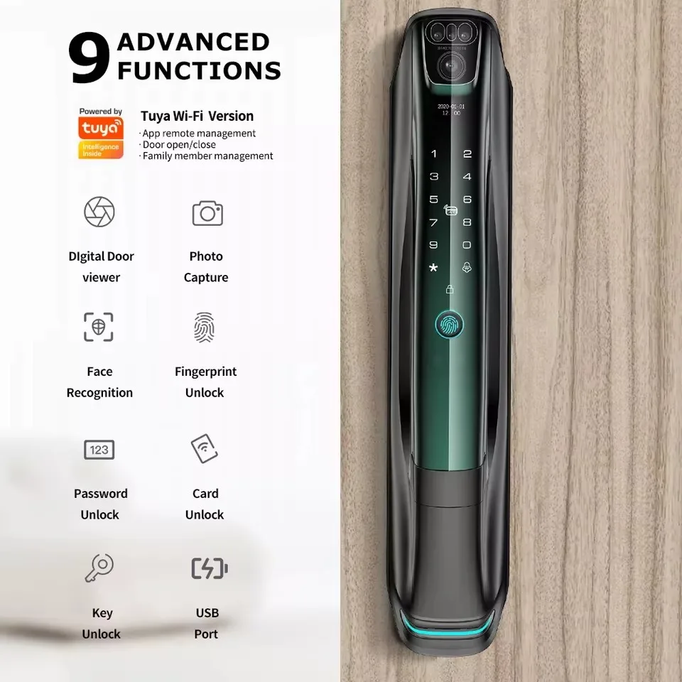 

Doorplus Full Automatic Tuya Smart Door Lock with Fingerprint, Biometric Security, WiFi and for Aluminum Door