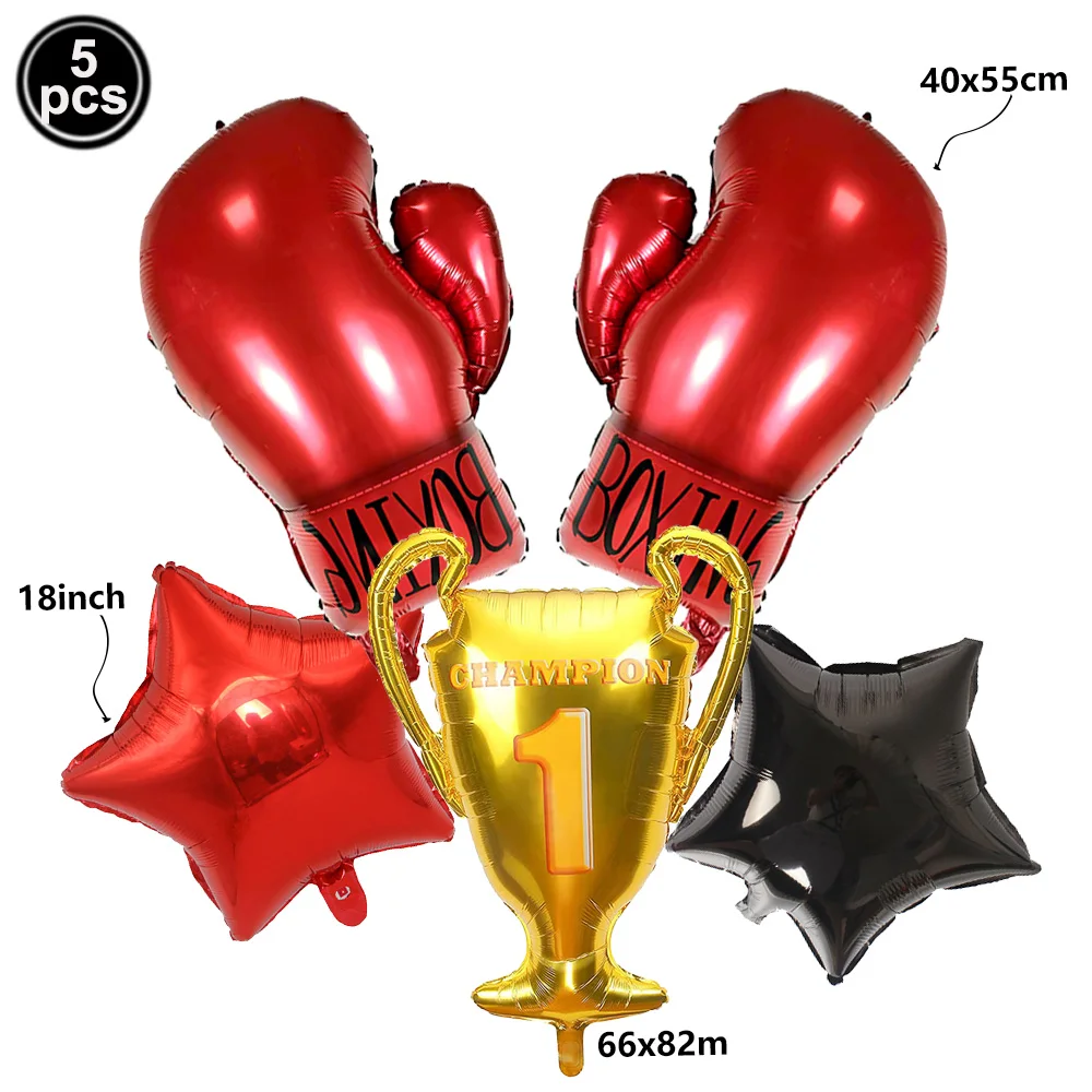 Boxhandschuh-Luftballons Rot Schwarz Boxhandschuh-Folienballons für Jungen Männer Geburtstagsparty/Kampfnacht Club-Party Deko Boxballons – Detail 8