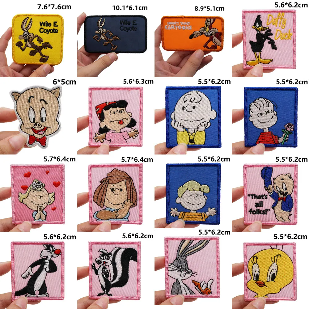 Cartoon characters Embroidered Patches Applique Sewing Label punk biker Band Rock Clothes Badges with hook backing