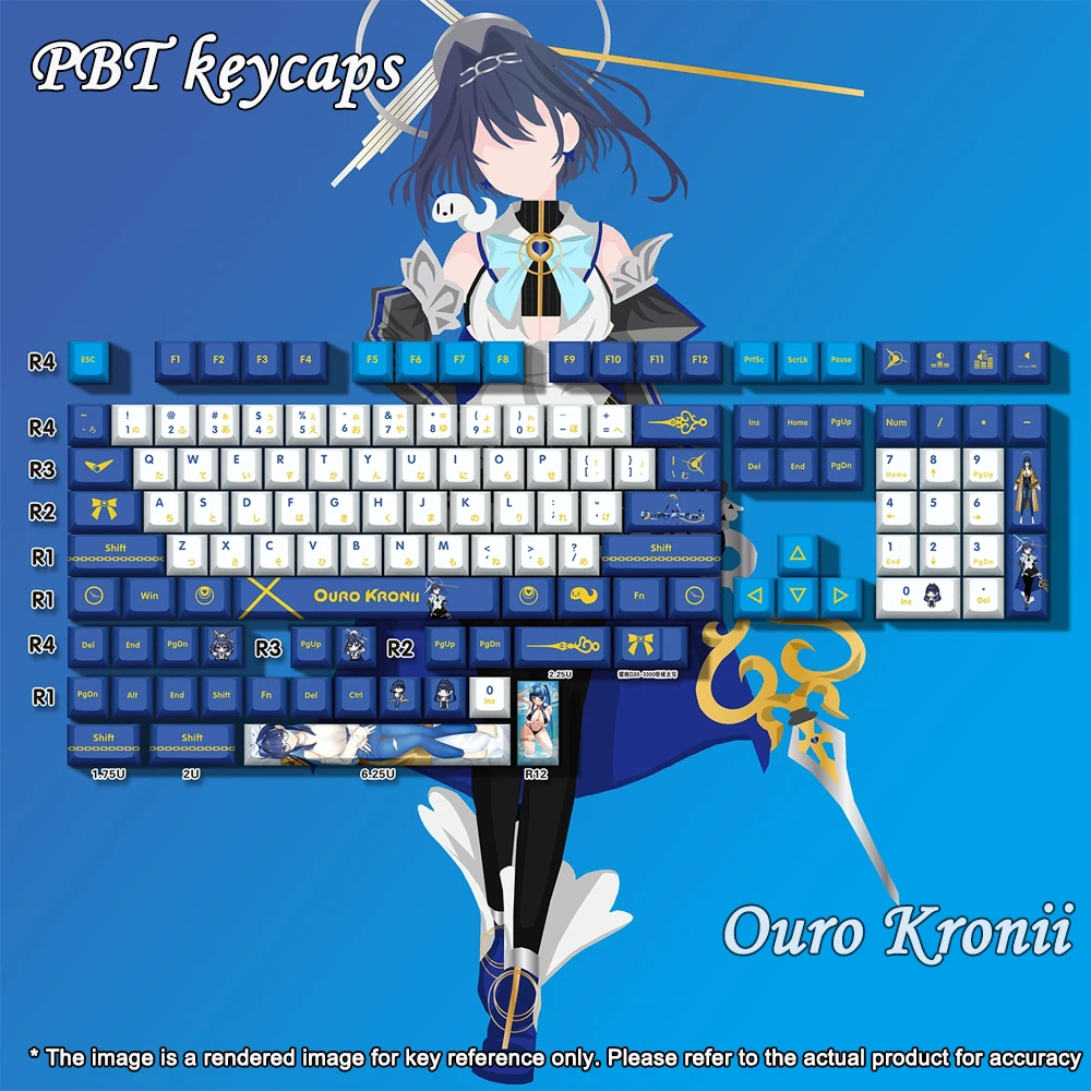 Anime Keycaps Kanata Hololive Vtuber Key Cover PBT DYE Sublimation Cherry Profile For MX Cross Switch Keycap Mechanical Keyboard