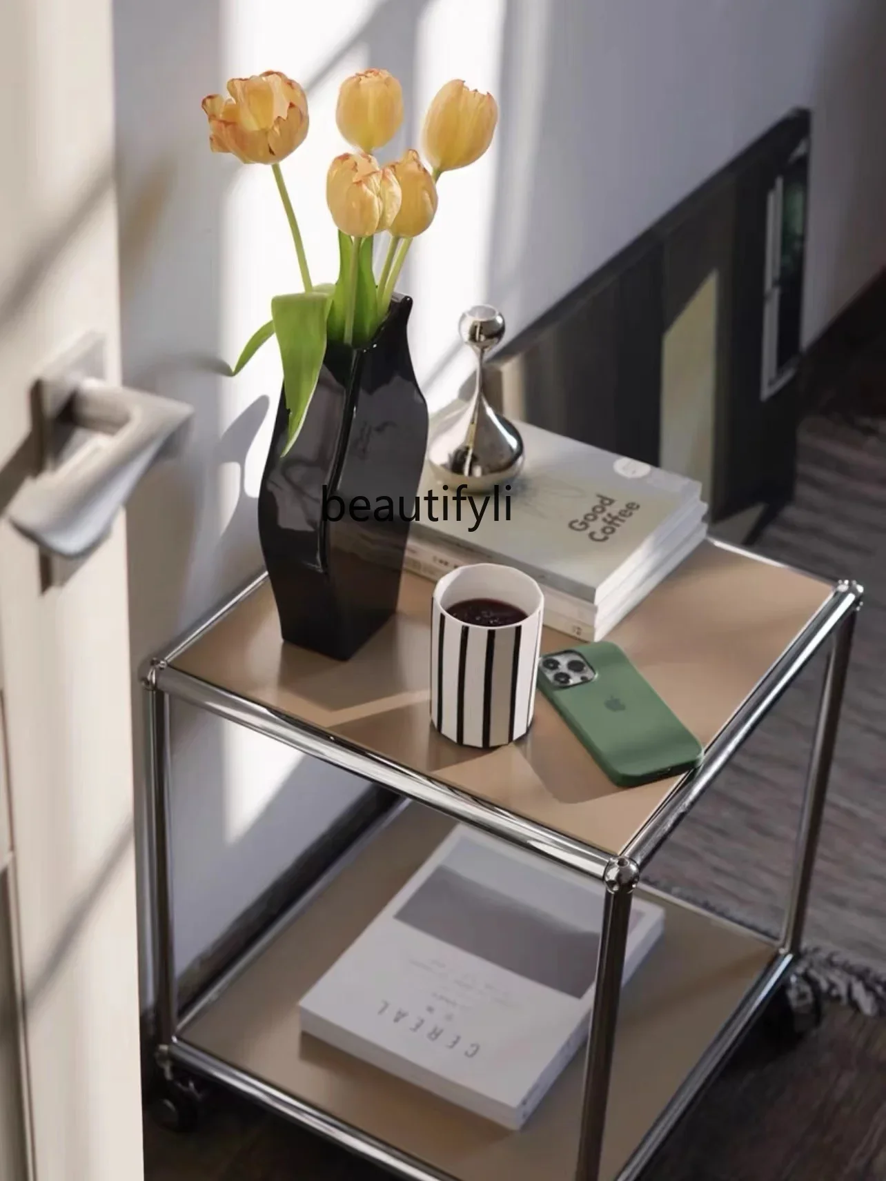 S Dining Car Stainless Steel Module Combination Sofa Small Table Removable Storage Cart Light Luxury and Simplicity furniture