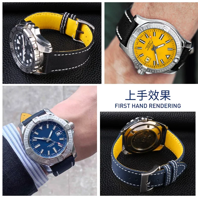 For Breitling Avenger deep dive sea wolf yellow wolf Nylon high quality watch strap super Ocean series bottom belt 22mm