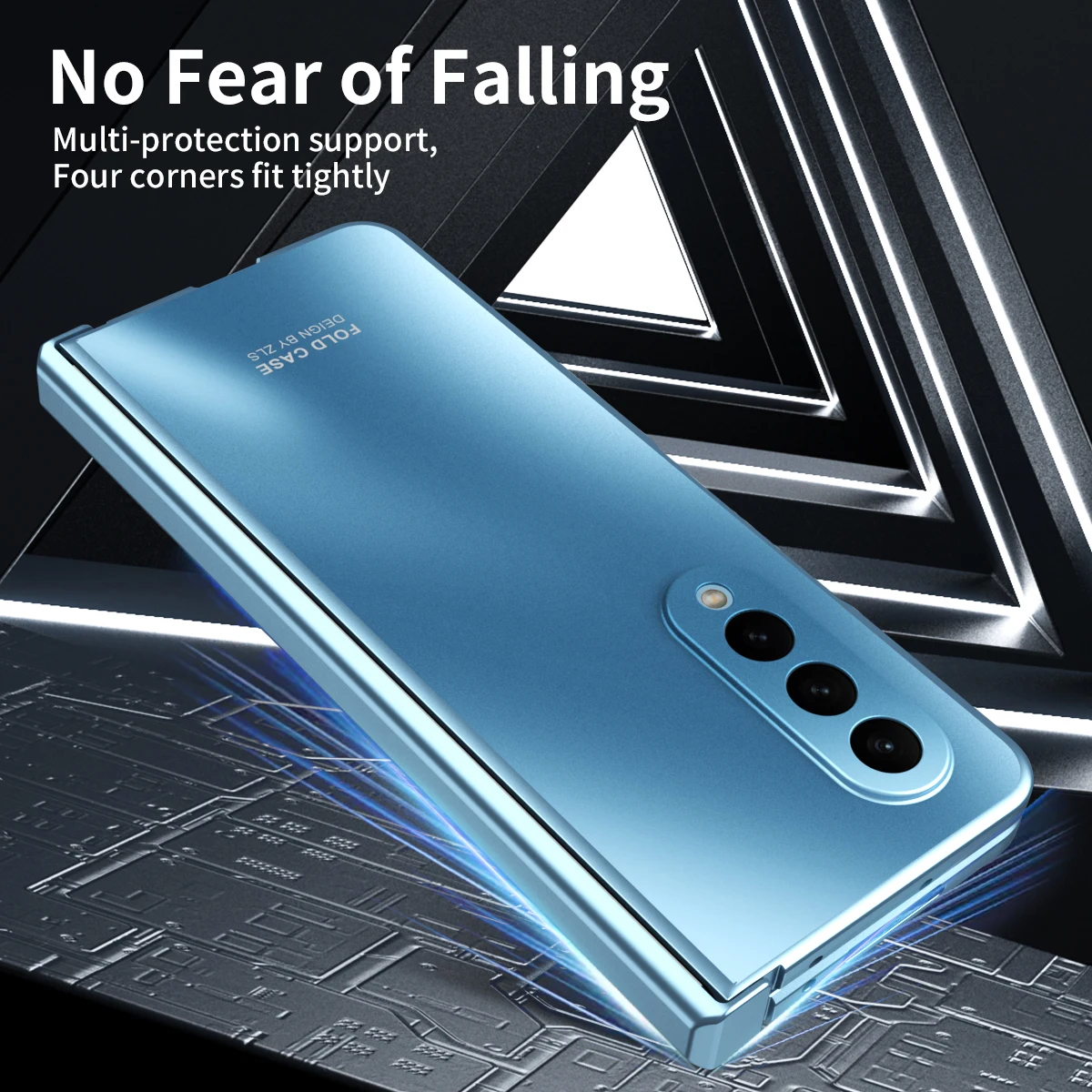 Luxury Plating Full Case with Screen Tempered Film for [Samsung Galaxy Z Fold 4 3 2 5G] Shockproof Hard Cover Shell