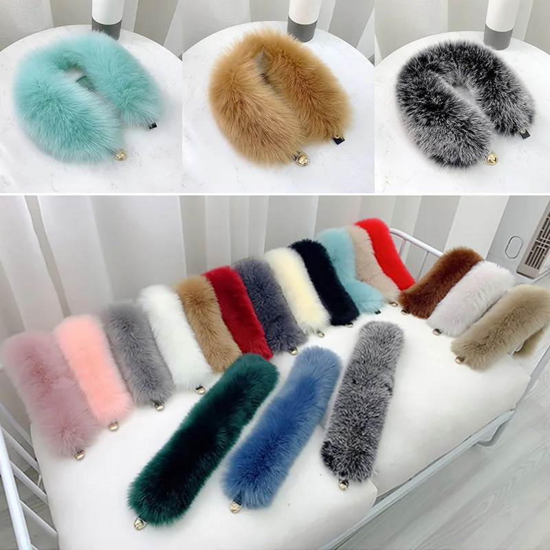 Faux Fuchs Pelz Kragen Schal Frauen Pelzigen Pelz Kragen für Winter Mantel Kapuze Pelz Dekor Plüsch Gefälschte Pelz Schal Parkas Jacke Pelz Kragen – Detail 9