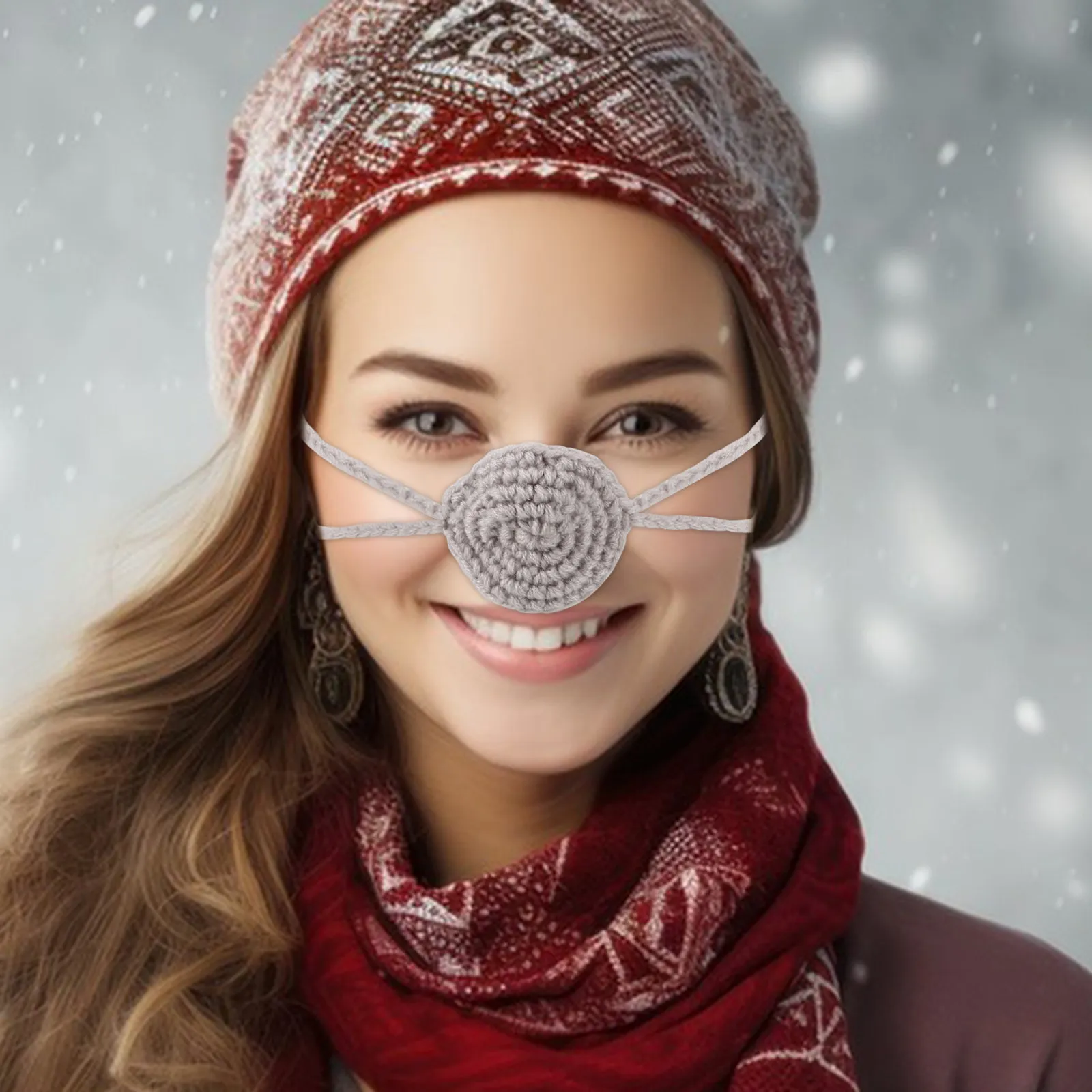 

Knitting Warmer Cover Winter Reusable Nose Protector Soft Warm Keep Your Nose Cozy Outdoor Frost Protection Christmas