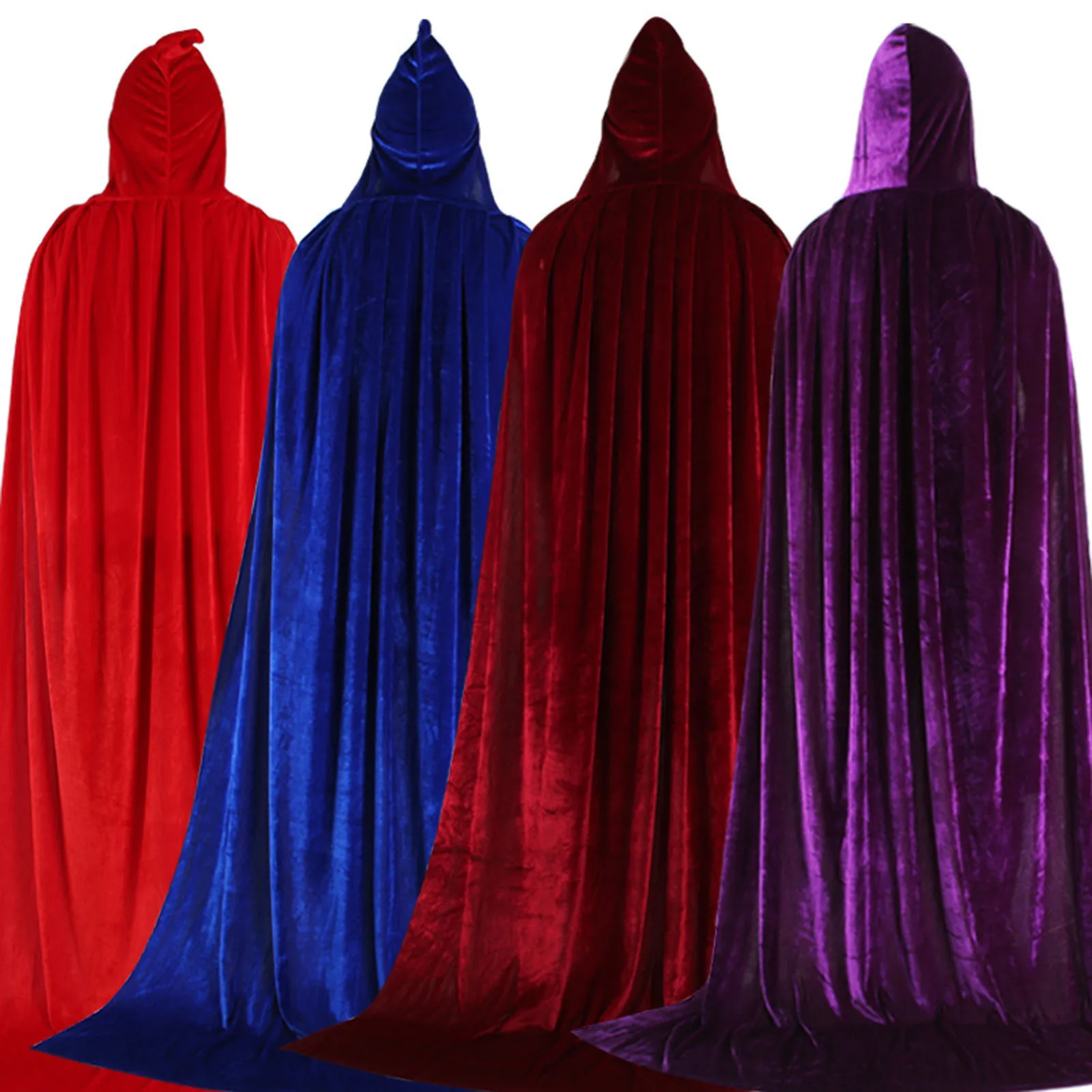 Hood Cloak Cosplay Medieval Long Cape Halloween Party Women Men Adult Long Mage Witchcraft Wicca Robe Conceal Gown Reenactment