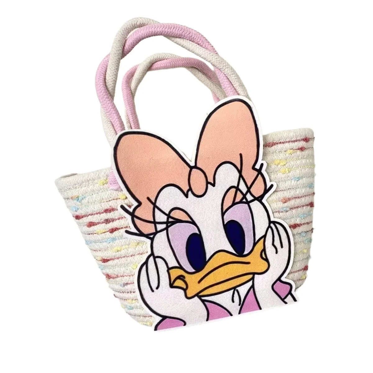 2025New Disney Ladies Designer Straw Fancy Bag Cute Handbag Rattan Travel Leisure Vacation Small Round Beach Mickey Shoulder Bag