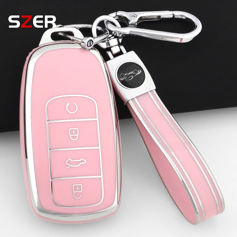 Rosa TPU Auto Fernbedienung Schlüssel Fall Abdeckung Shell Für Chery Tiggo 8 PLUS 8 Pro 7 Pro Arrizo 5 PLUS 2021 geschützte Halter Fob Zubehör