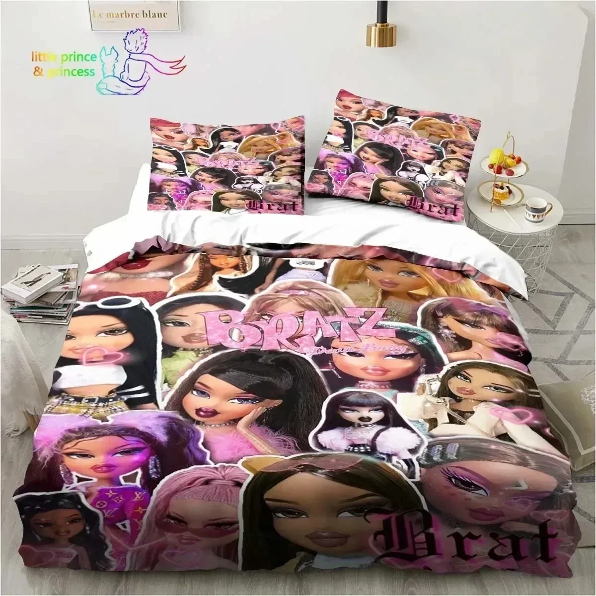 Luxury New 3D Print Cartoon Bratz Doll Bedding Set Single Twin Full Queen King Size Bed Set Adult Kid Girls Bedroom Bedding Gift