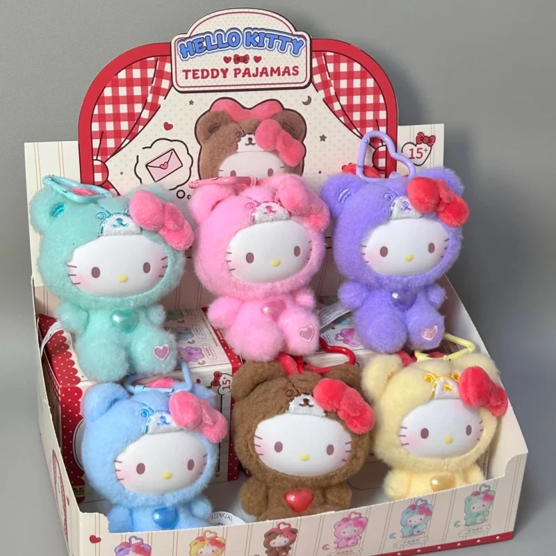 New Arrival Teddy Sleepwear Series Blind Box Sanrio Plush Doll Toy Hello KT Kuromi Melody Soft Stuffed Plushie Toys Xmas Gifts