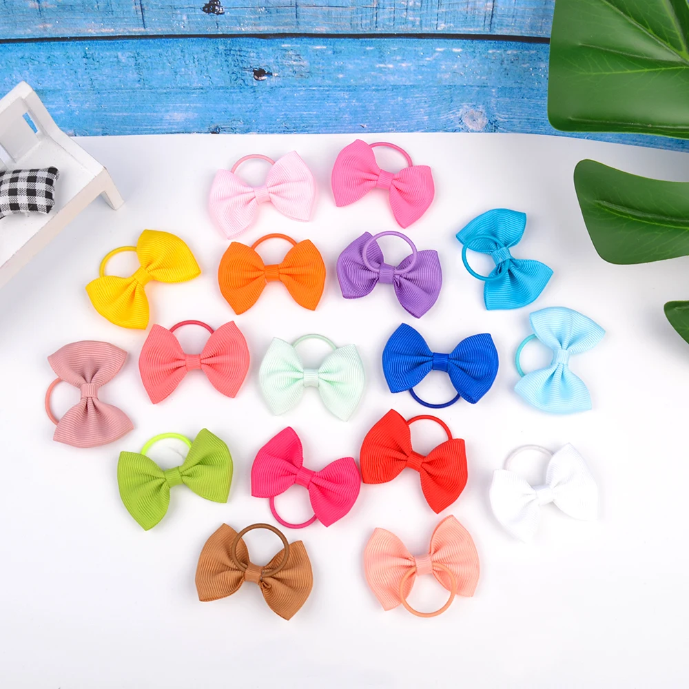 Wholesale 2\'\' Grosgrain Ribbon Solid Color Bows Elastic Hair Band For Kids Girls Candy Color Kids Bows Headwear Hair Accessories