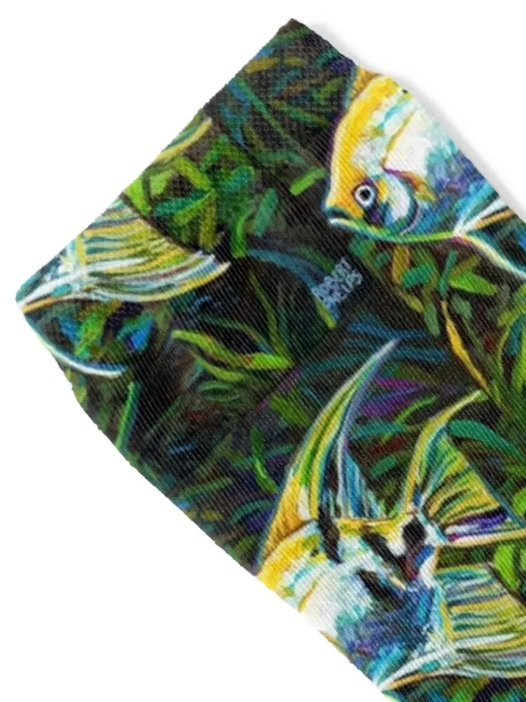 Colorful Angelfish Painting by Robert Phelps Socks custom sports Run kids Socks For Man Women's