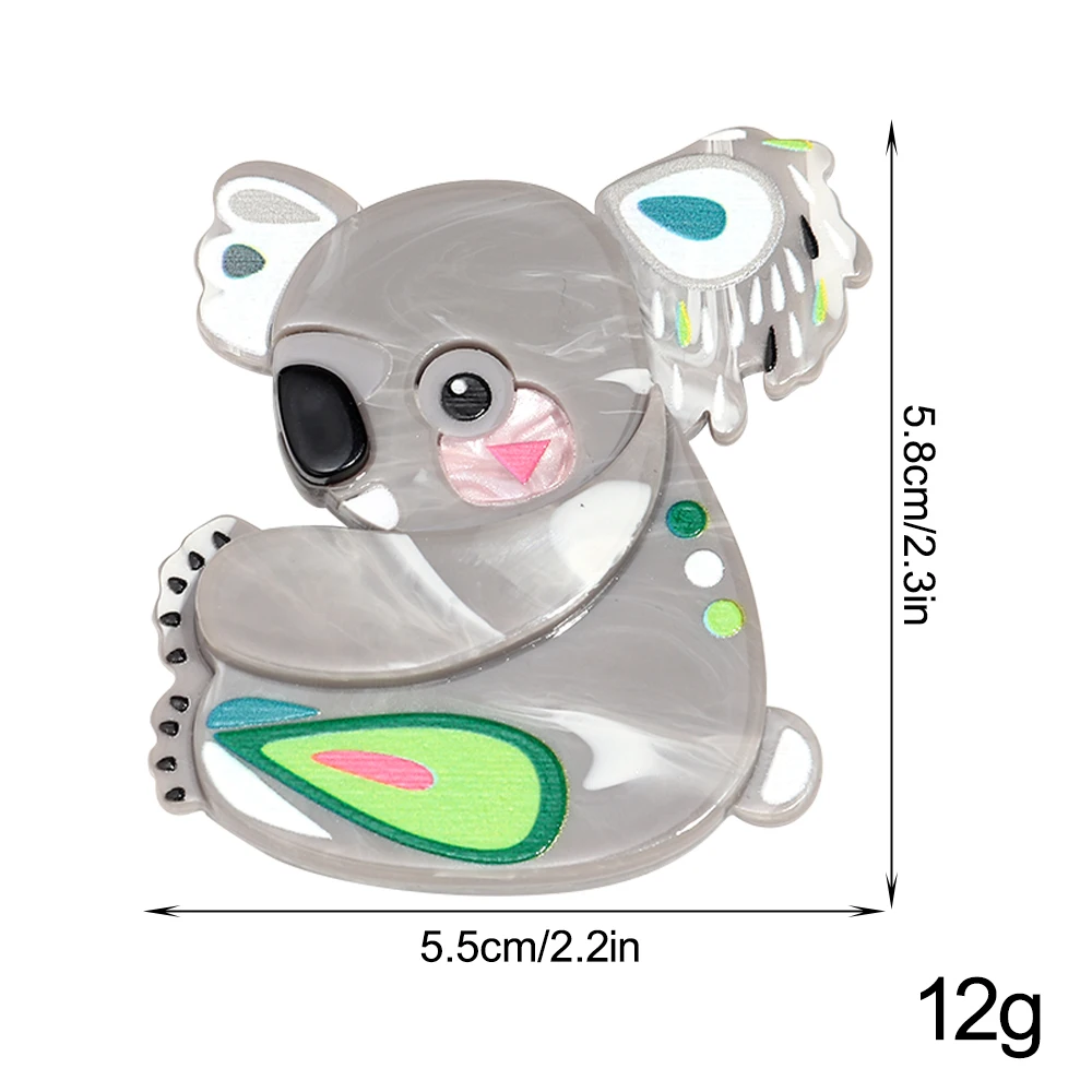 Lustige Acryl-Cartoon-Tiere Koala-Anstecknadeln für Frauen, Niedliche Harz-Splicing-Broschen, Kleidungs-Schmuck-Geschenke – Detail 1