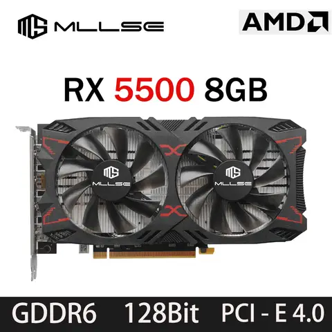 MLLSE carte graphique RX 5500 8gb Placa De jeu vidéo 7NM 128bit GDDR6 8Pin PCI Express 4.0x8 1717MHz DP * 3 ordinateur De bureau