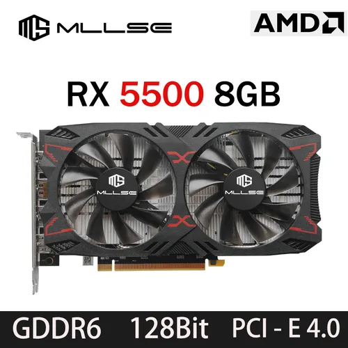 Tarjeta gráfica MLLSE RX 5500 8gb Placa De Video Gaming 7NM 128bit GDDR6 8Pin PCI Express 4,0x8 1717MHz DP * 3 escritorio