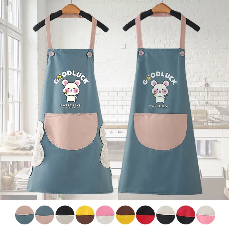 Kitchen Apron Waterproof Apron for Women Wipeable Oil-Proof Wreath Rabbit tablier cuisine femme Kitchen Househould Accessories