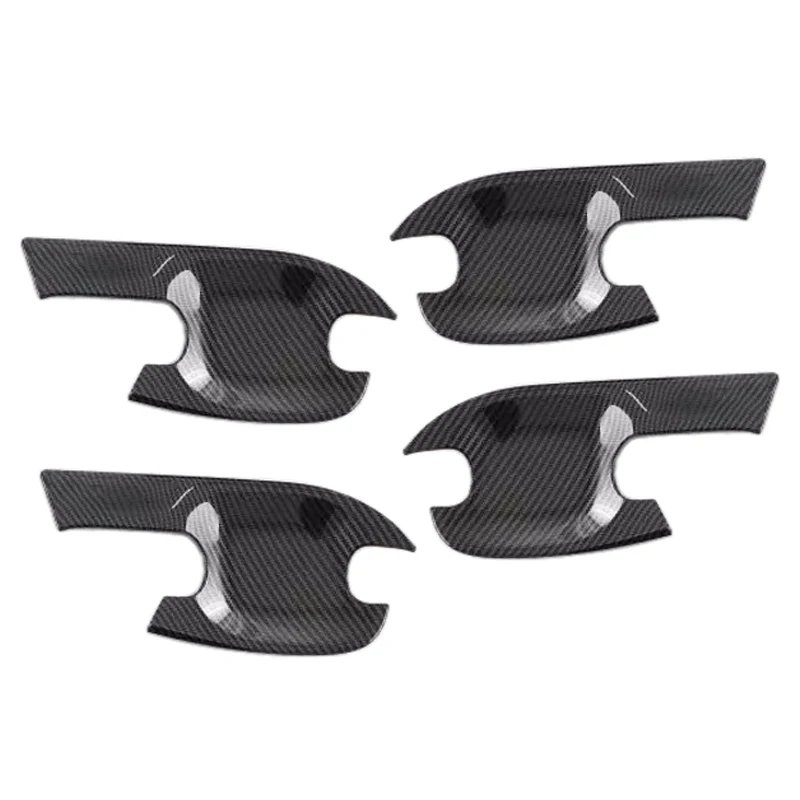 Black Carbon Fiber Style ABS Car Exterior Door Handle Bowl Cover Trim Set Fit for Isuzu D-Max 2021 2022 2023