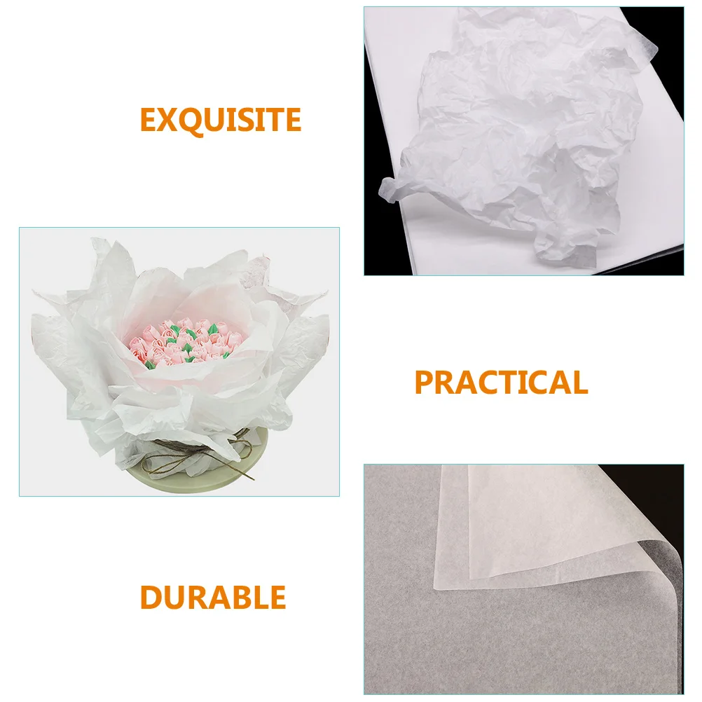 200 Sheets Translucent Copy Paper Flower Wrapping Material for Packing Bulk Towels Bouquet White Tissue