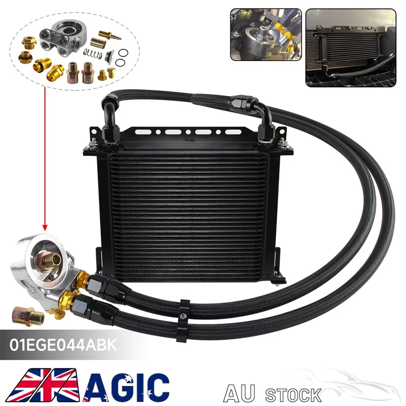 Performance Thermostatic 70 Degree 30 Row Oil Cooler Kit with Mount Bracket & 10AN Fuel Hoses