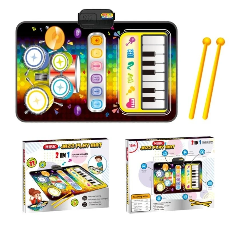 y4ud-2-in-1-ミュージカルマット-幼児用-ピアノ-キーボード-ドラムセット-ベビー音楽学習