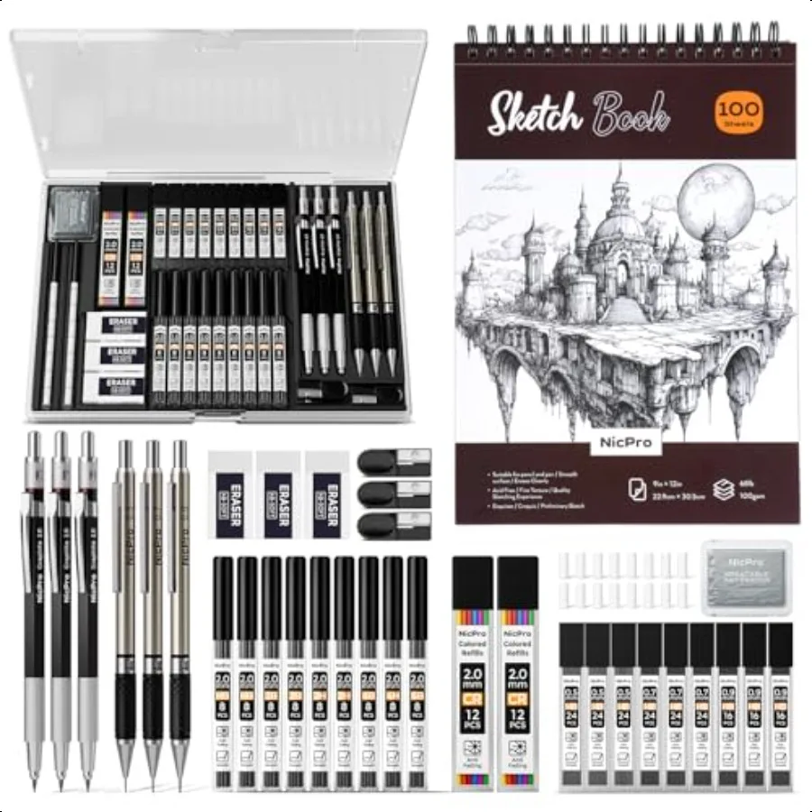 kit-de-fundas-de-dibujo-artistico-juego-de-lapices-mecanicos-de-metal-05-07-09-2mm-100-hojas-9x12-cuaderno-de-bocetos-288-uds-cables-escolares-d-37-uds