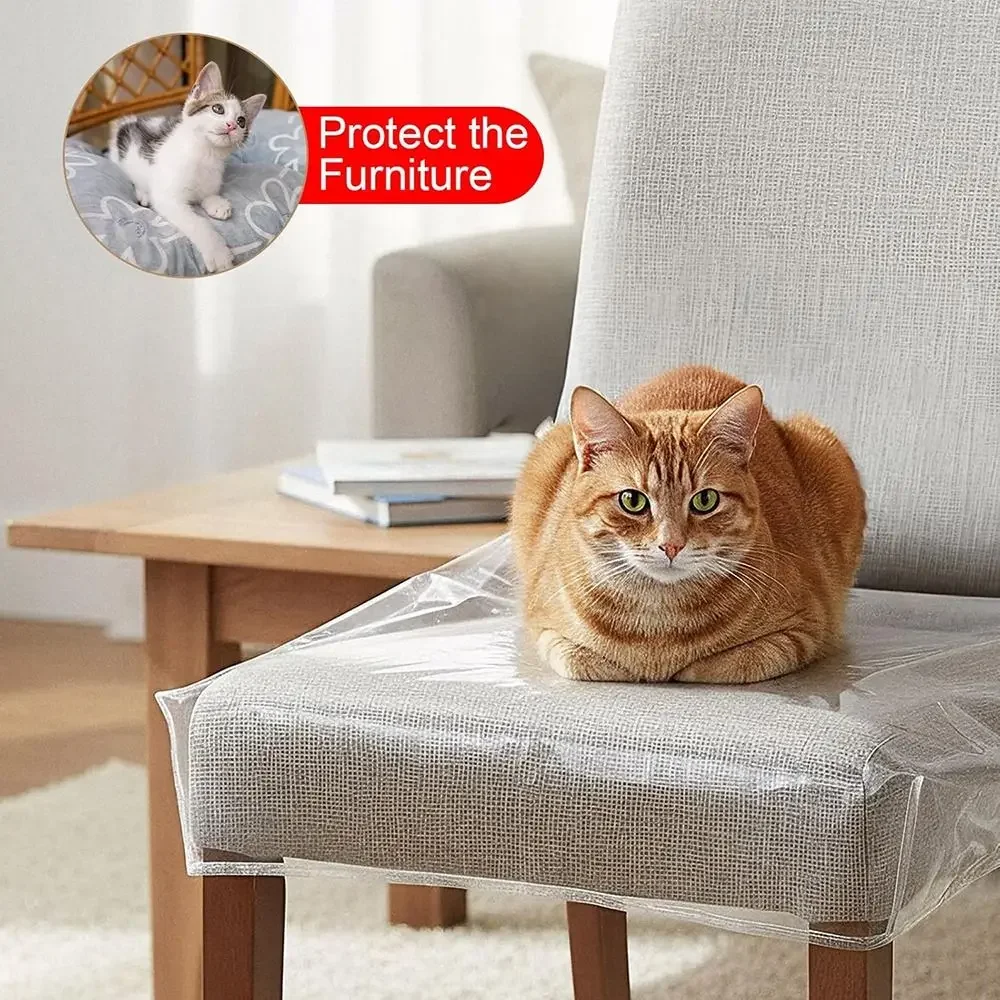 1PC PVC Transparent Chair Cover Clear Plastic Dustproof Furniture Protector Scratch Resistant Waterproof Seat Cover Room