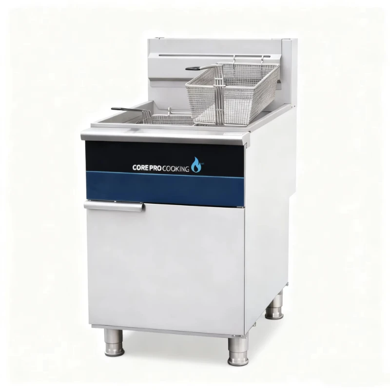 Professional Commercial  Stainless Steel  Double Baskets Gas Deep Potato Fryer for Fast Food Shop & Fast Food Shop