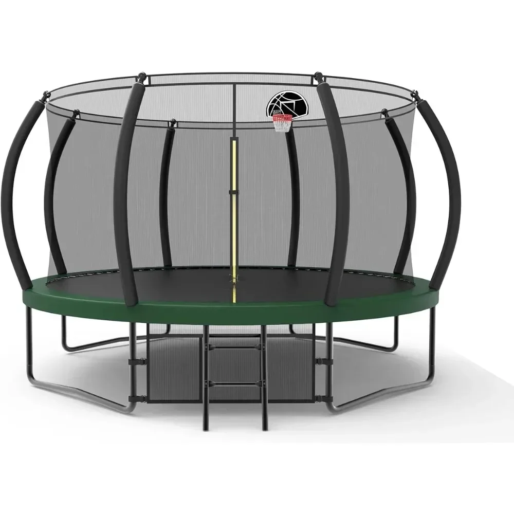 

14FT Trampoline Set , Basketball Hoop,Sports Fitness Trampolines with Enclosure Net, Recreational Trampolines for Outdoor Indoor