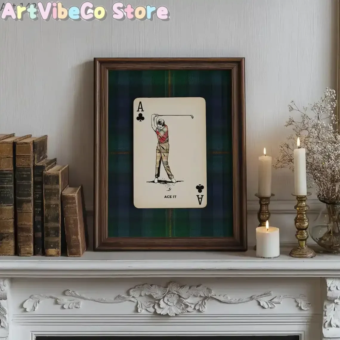 Golf Canvas Print Poster Playing Card Wall Art Vintage Country Club Decor Preppy Masculine Office Furnishing Golfer Grandpa G
