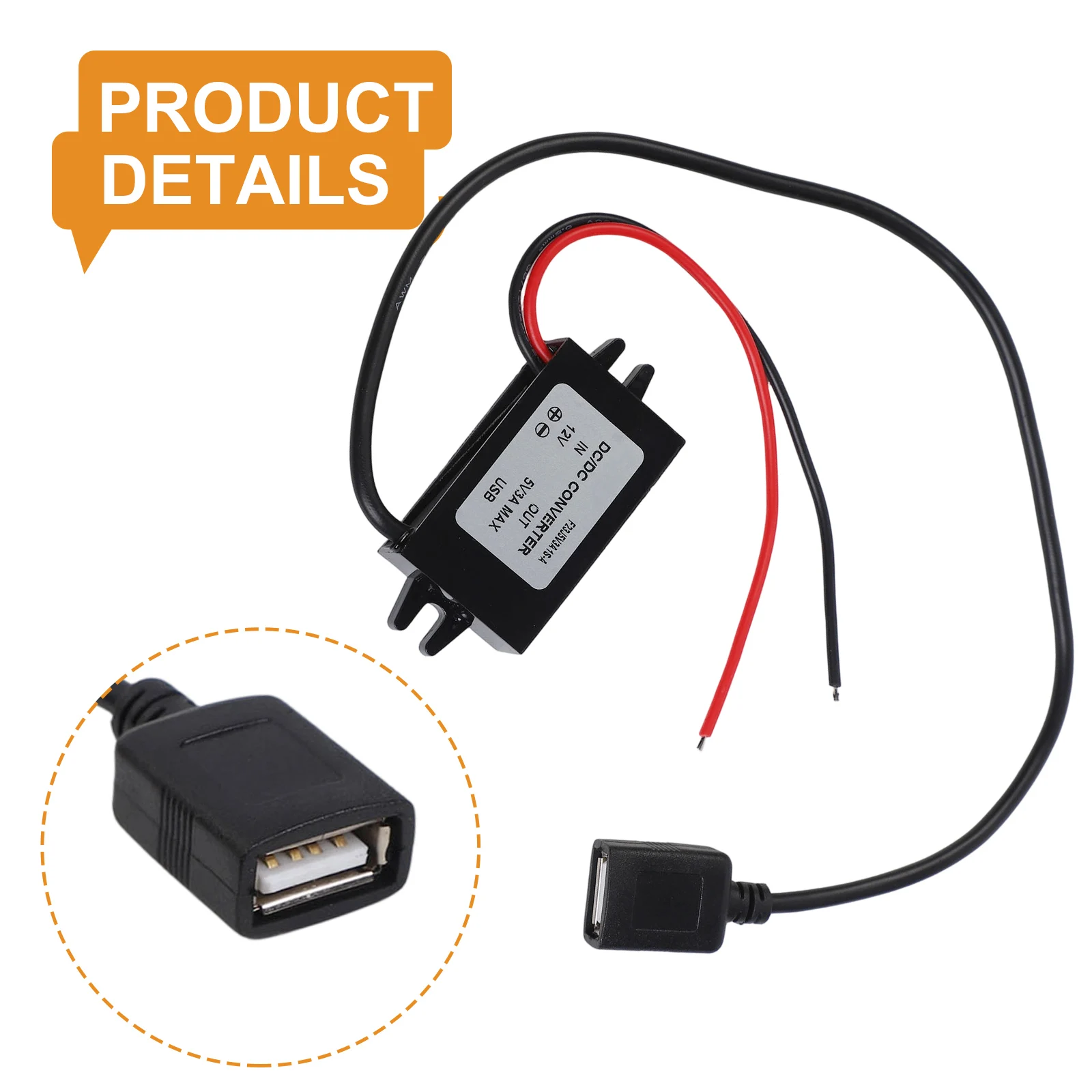 Car Charger Adapter 12V To 5V Adapter Smart Home Devices Conversion Efficiency 96 Input Voltage Range 8-32V DC Output Current 3A