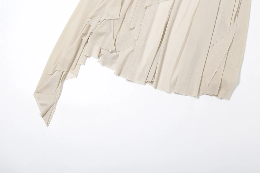 Nibber 2026 Sommer Einfarbiger Schlichter Alltagstauglicher Sexy Gerippter High-Street Trendiger Cooler Damen Laminierter Rüschenrock – Detail 21
