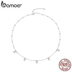 BAMOER Mini Waterdrop Moissanite collana Bezel Setting Lab Diamond for Women collana di fidanzamento in argento Sterling 925