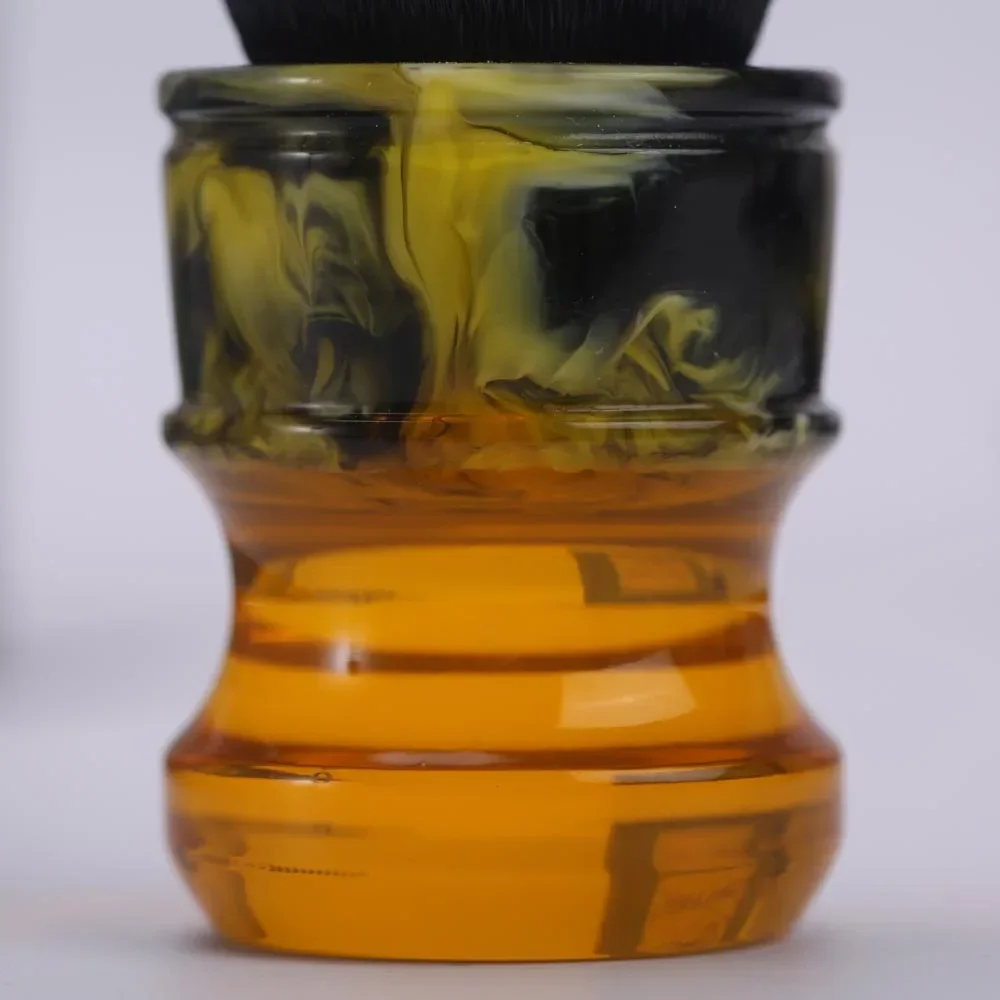 Yaqi 24mm masculino escovas de barbear molhadas sagrada família preto/branco smoking fibra sintética cabo de resina escova e conjunto de sabão de barbear