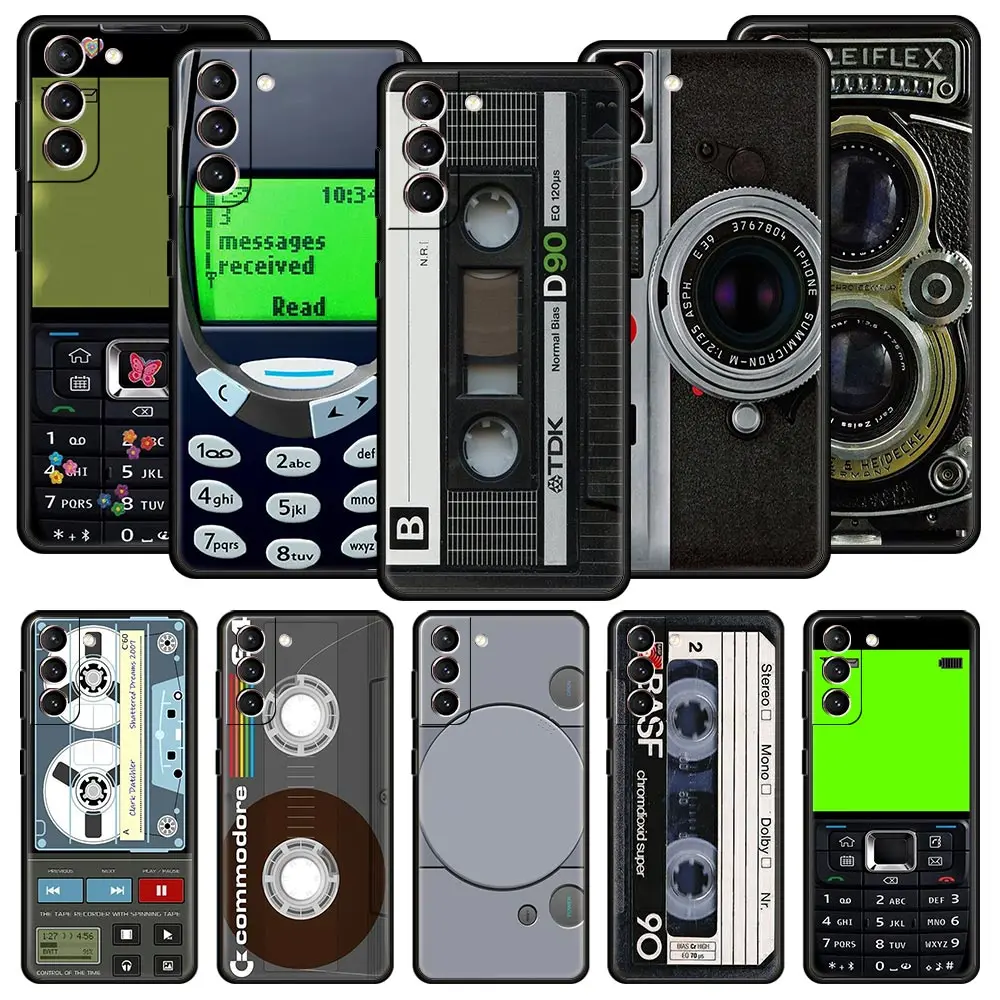 Vintage Cassette Tape Retro Style Phone Case For Samsung Galaxy S24 S23 S22 S20 Ultra S21 FE 5G S10 S9 Plus S10E S8 20 Cover