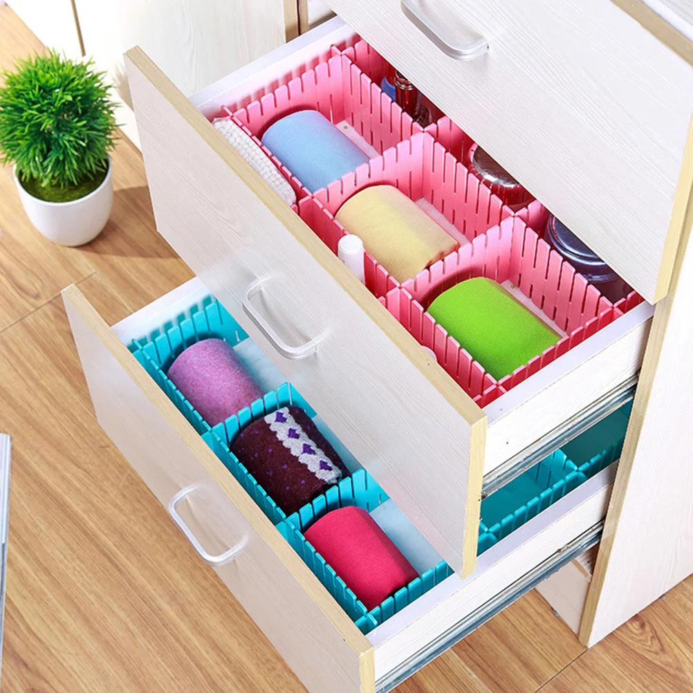 

4Pcs Drawer Dividers Plastic Adjustable DIY Storage Organizer for Home Closet Makeup Socks Underwear Belts Scarves 25x7cm