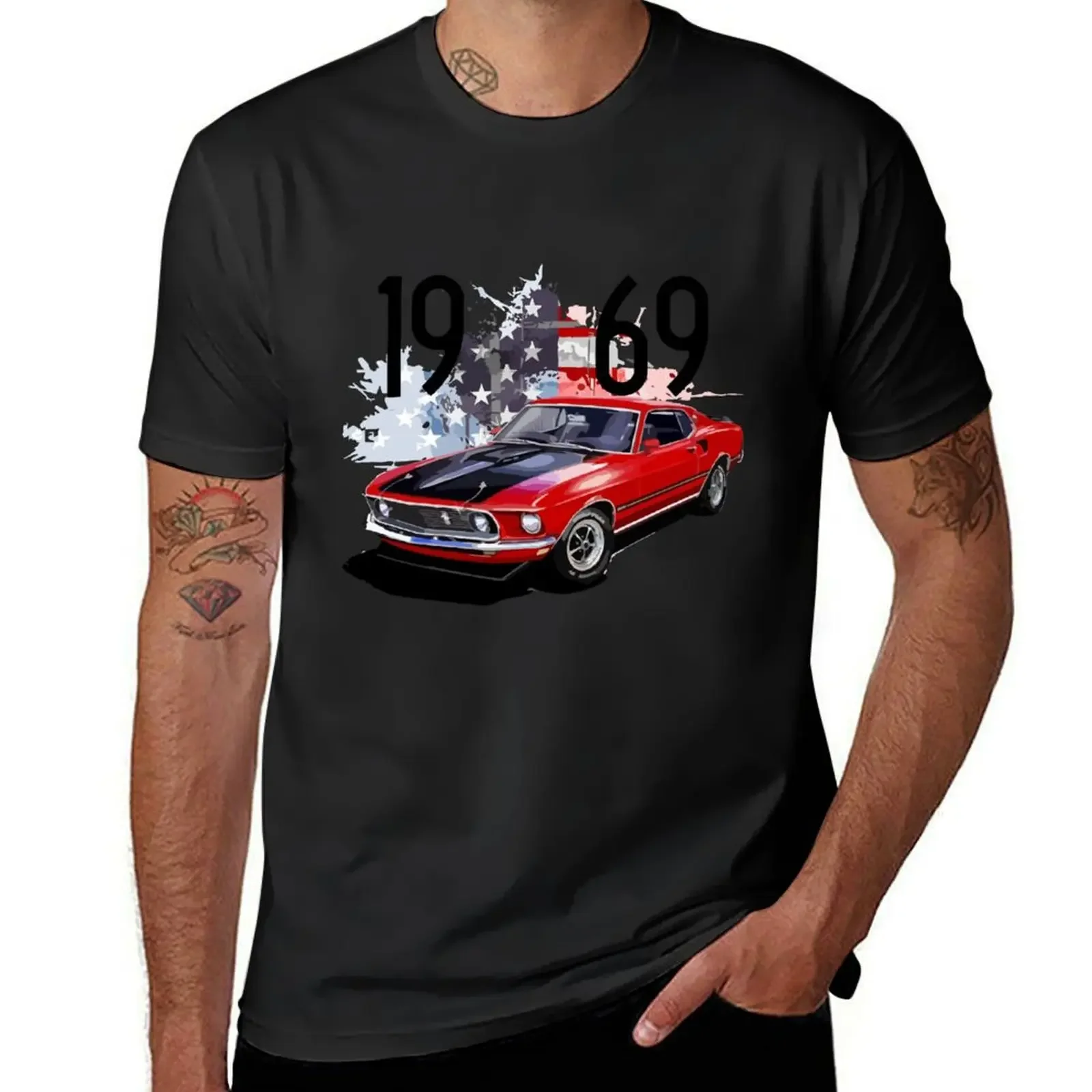 

1969 Red Mustang Mach 1 American Classic Car T-Shirt boys whites graphics fashion shirts t shirts for men pack