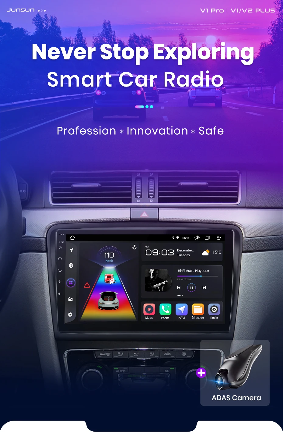 Junsun Drahtlose CarPlay Android Auto Auto Radio Für Skoda Superb 2 2008-2015 GPS Multimedia 2 din – Detail 1