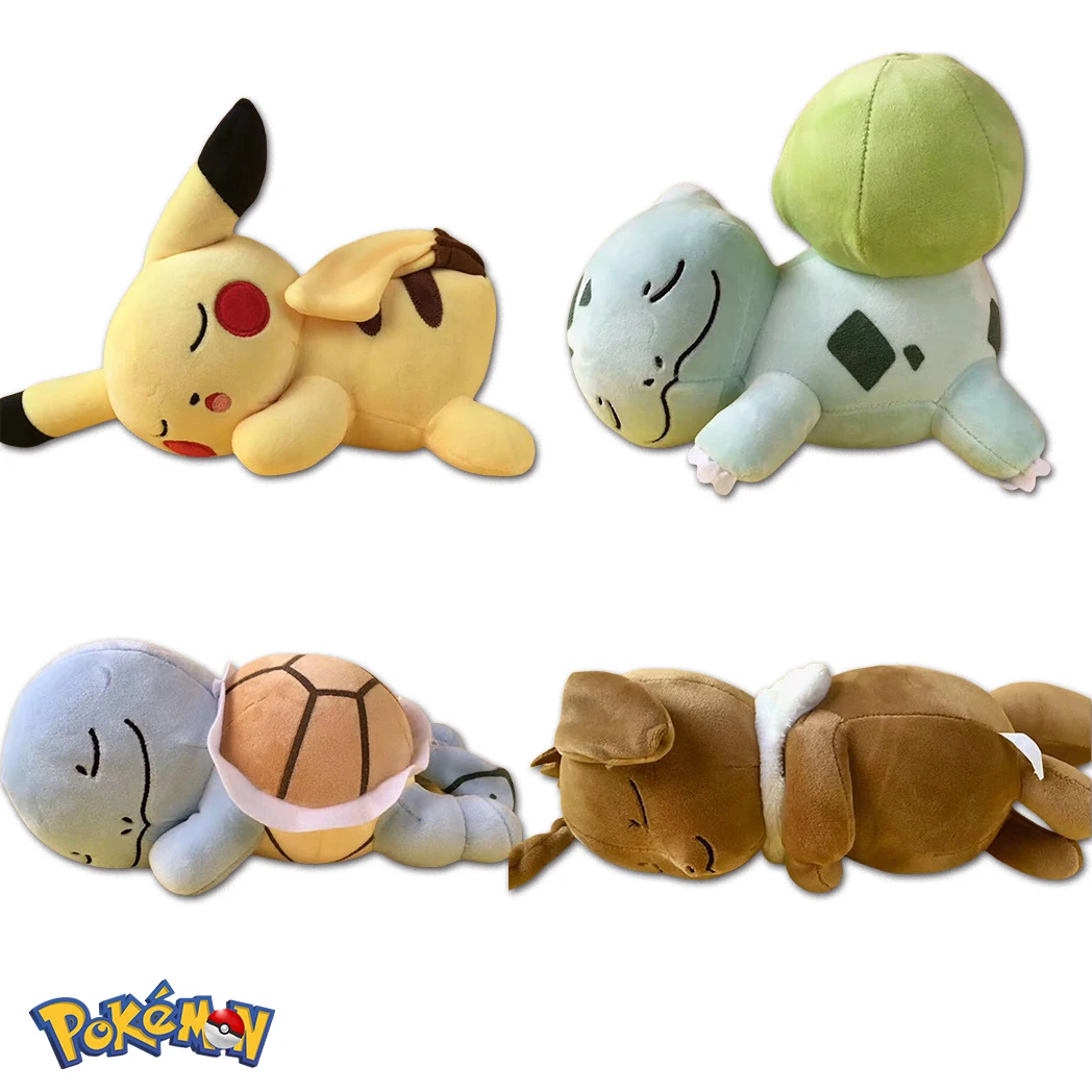 20CM Pokémon Plush Toys Sleeping Position Pikachu Eevee Squirtle Bulbasaur Anime Character Doll Child Birthday Christmas gifts