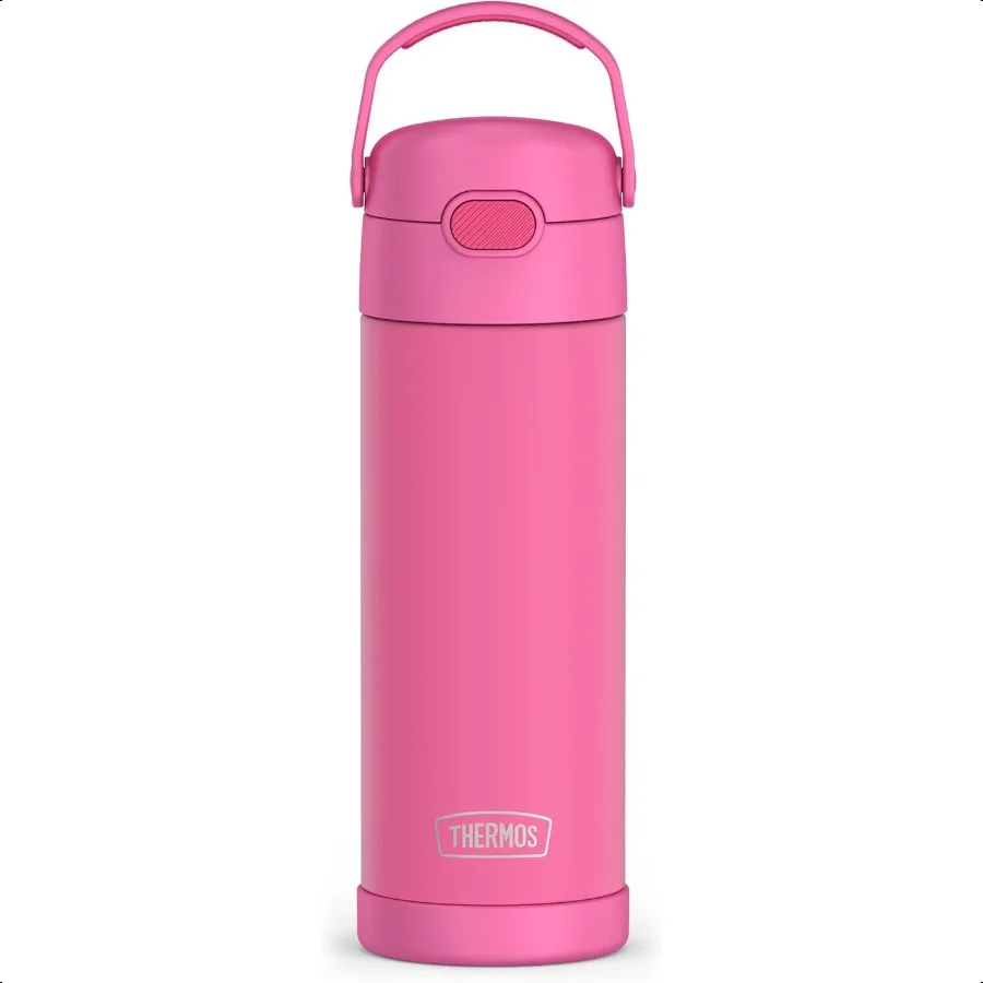 

FUNTAINER 16 Ounce Stainl Steel Vacuum Insulated Bottle with Wide Spout Lid Neon Pink