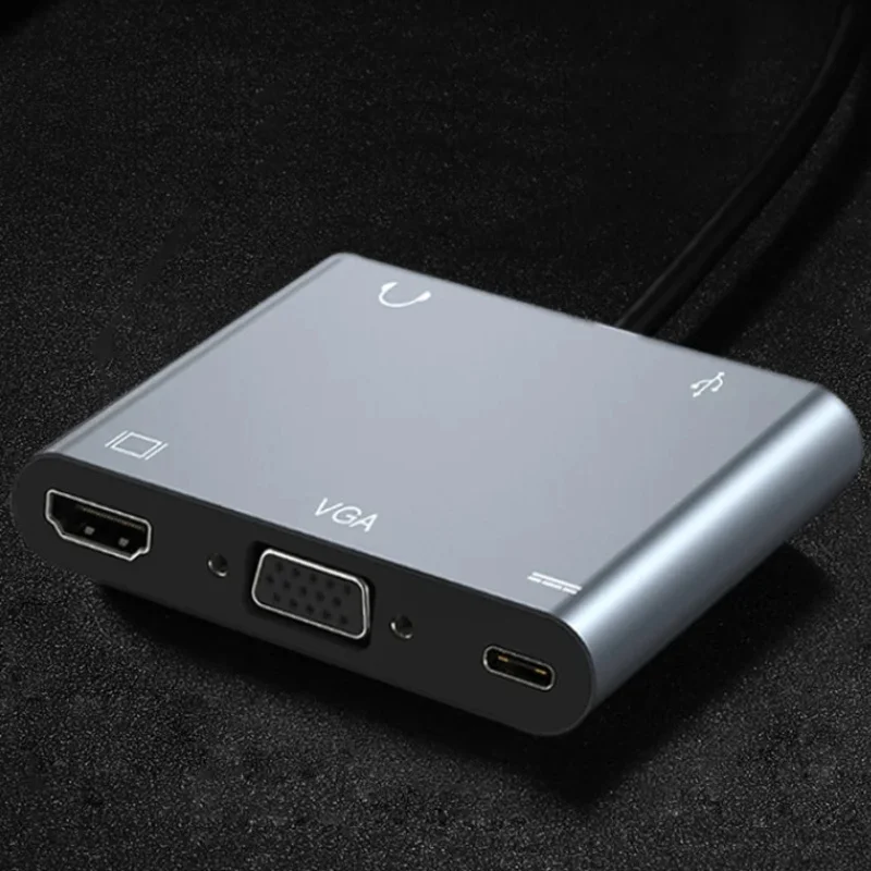 USB C Hub Multiport Adapter, 5-in-1 USB C to HDMI VGA Converter with 4K 60Hz Output and Power Delivery Charging Port for MacBook view 3