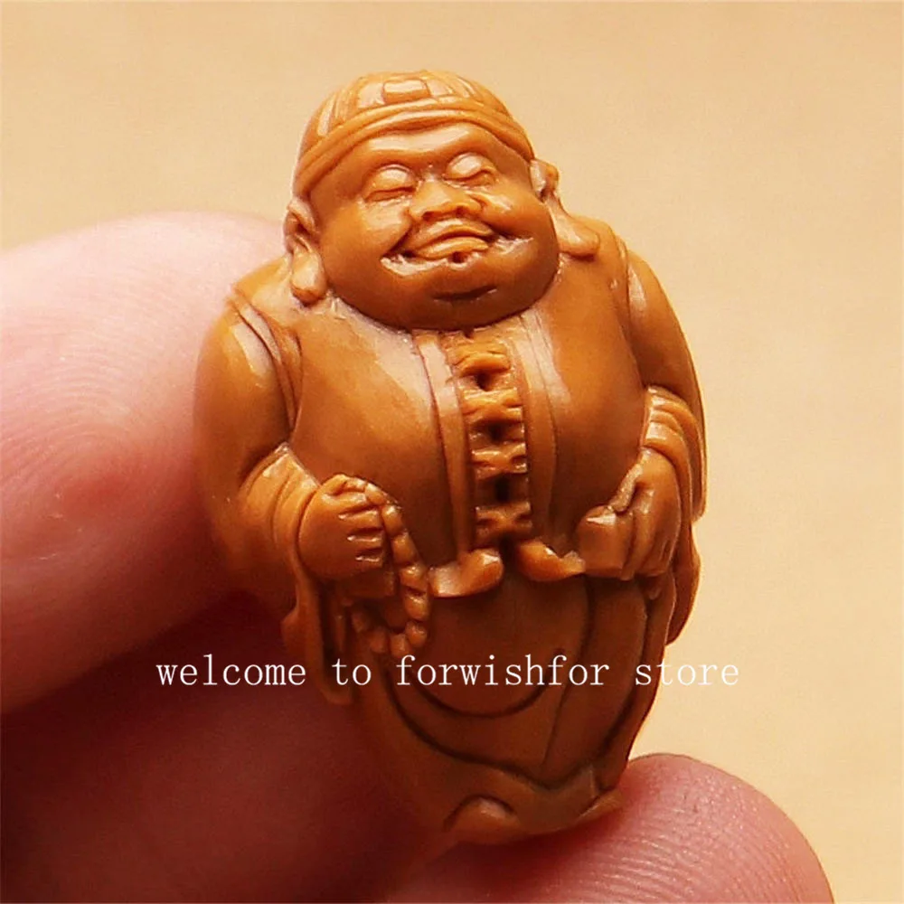 19-26mm Olive Stone Carving Pure Handmade Bracelet Landlord God Of Wealth Hand-held Buddhist Beads Bracelet Beads