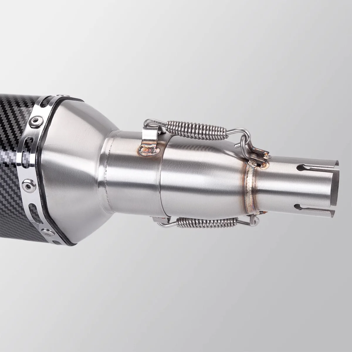 محول عالمي لعادم الدراجة النارية من الفولاذ المقاوم للصدأ 28/30/35/40/45 إلى 51 ملم مناسب لمعظم تركيبات الدراجات النارية