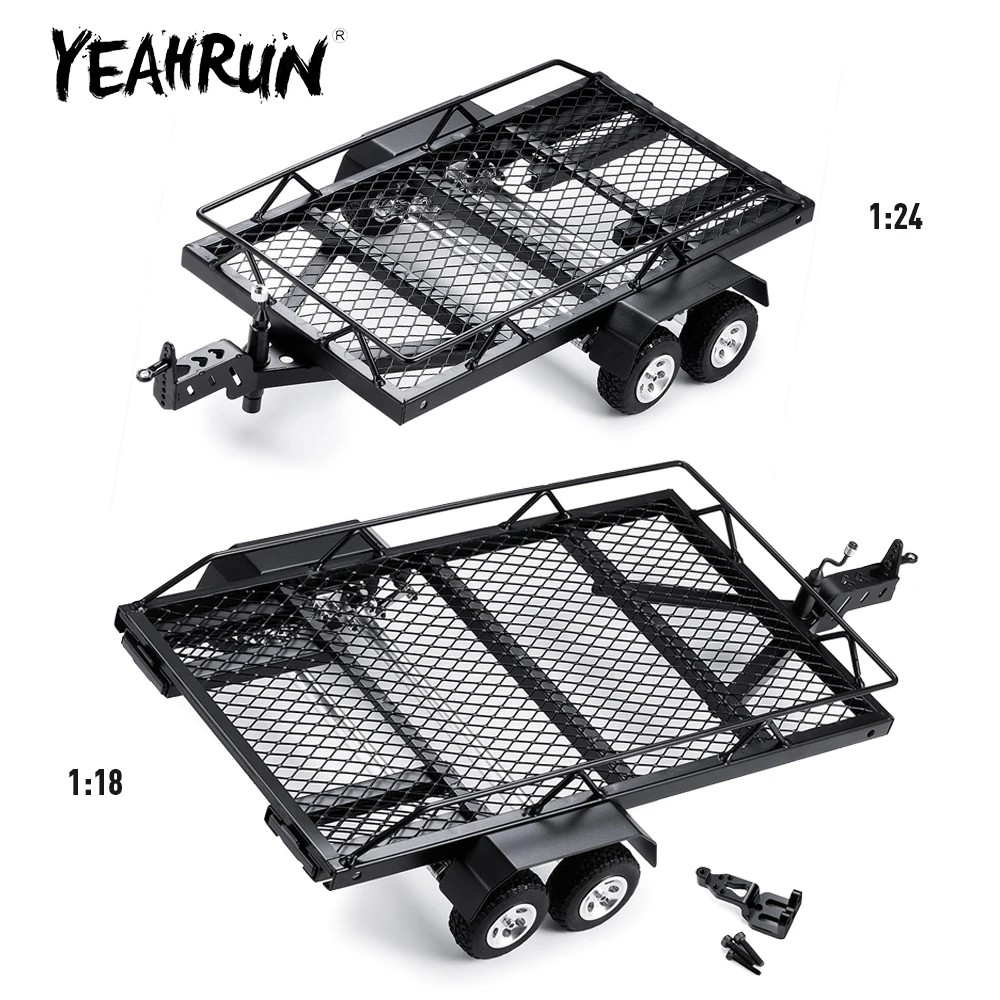 

YEAHRUN Simulation Metal Trailer Hopper Frame with Wheels for Axial SCX24 1/24 TRX-4M 1/18 RC Crawler Car Upgrade Parts