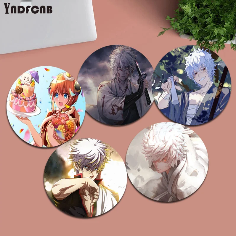 

Gintama 20x20cm Round Kawaii Cartoon Anime Gaming Mouse Pad Keyboard Mouse Mats Deskpad Girls For PC Mouse Carpet