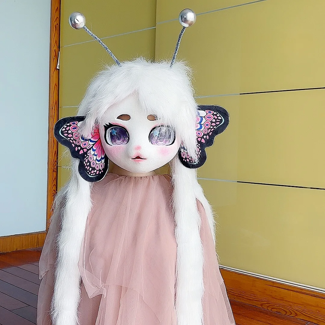 

Fursuits Head Moth Butterfly Kigurumi Headsets Furry Cosplay Costumes Comiket Furries Partial Fursuit Colorful Fluffy Costume