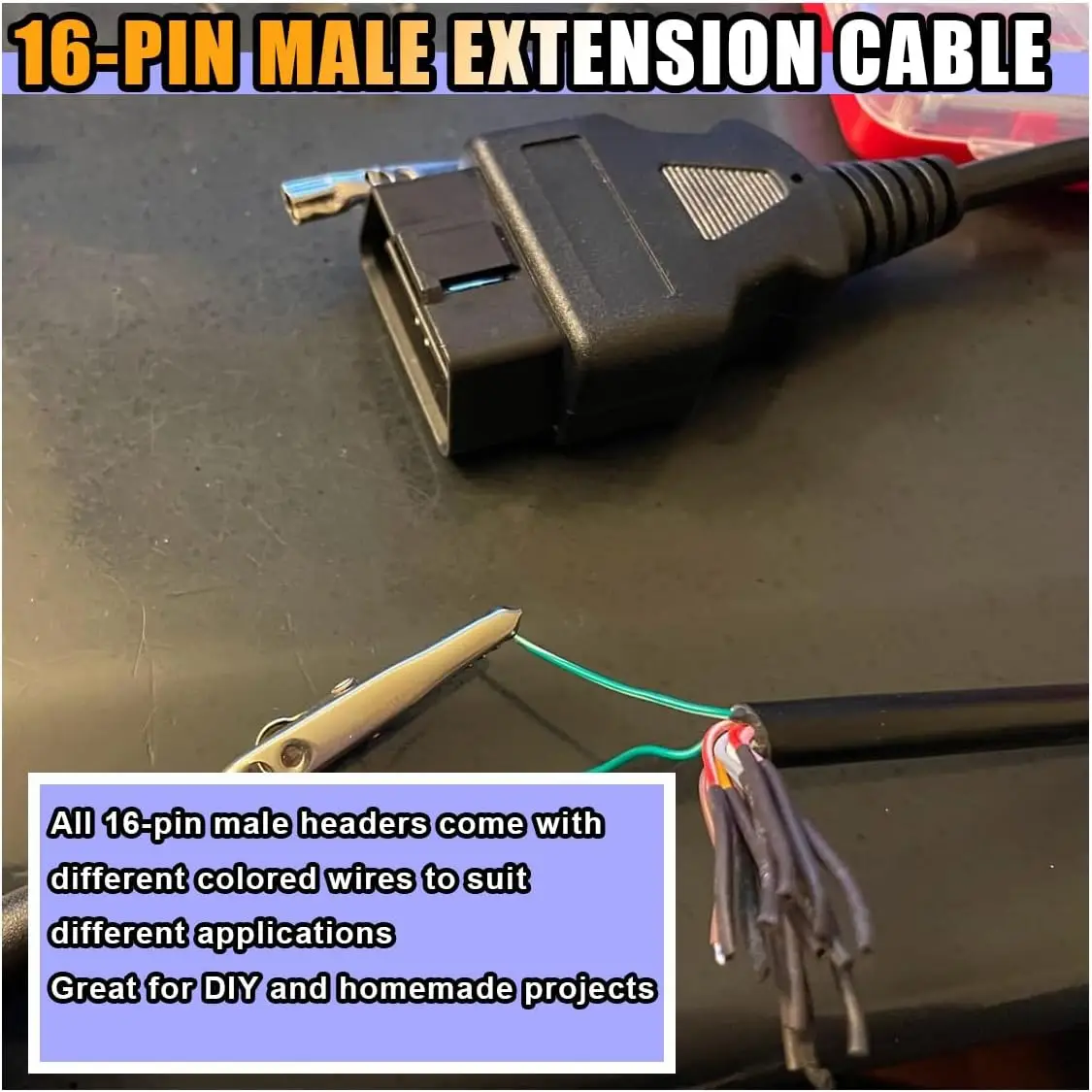OBD2 OBD-II 16 Pin Male Connector To Open Plug Wire OBD Diagnostic Extension Cable Pigtail for Extension OBD2 Opening OBD Cable view 4